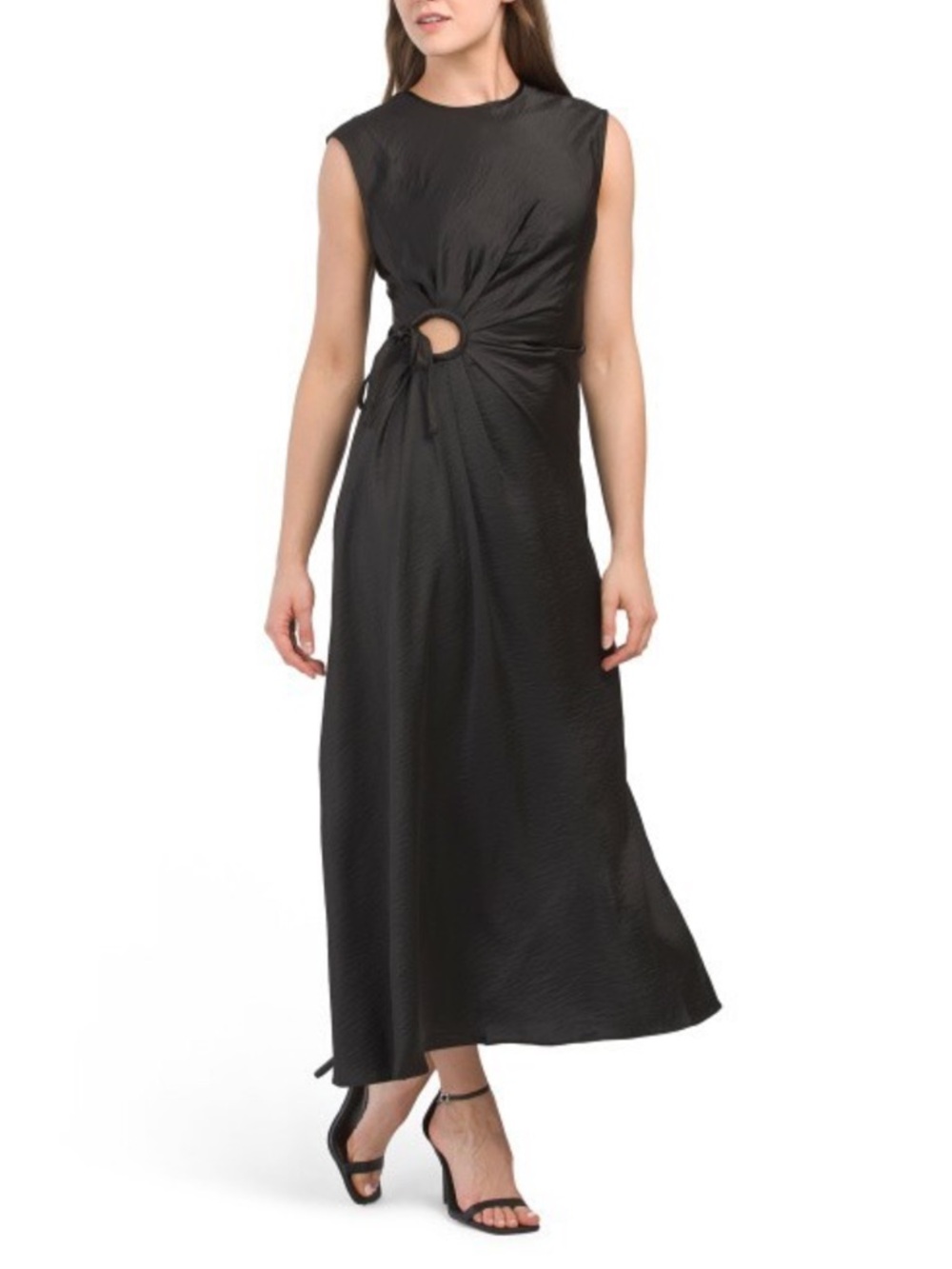 House Of Harlow Black Sleeveless Midi Dress with Twist Ring Detail